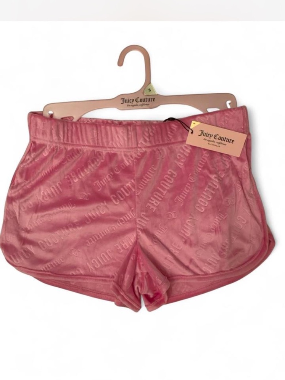 Juicy Couture Pink Velour Logo Shorts